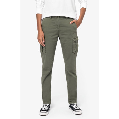 Eco-friendly ladies’ washed effect cargo trousers